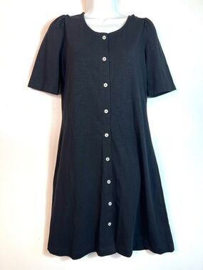NWT Kate Quinn Little Liam Half Puff Sleeve Button Front Dress Black Size XS